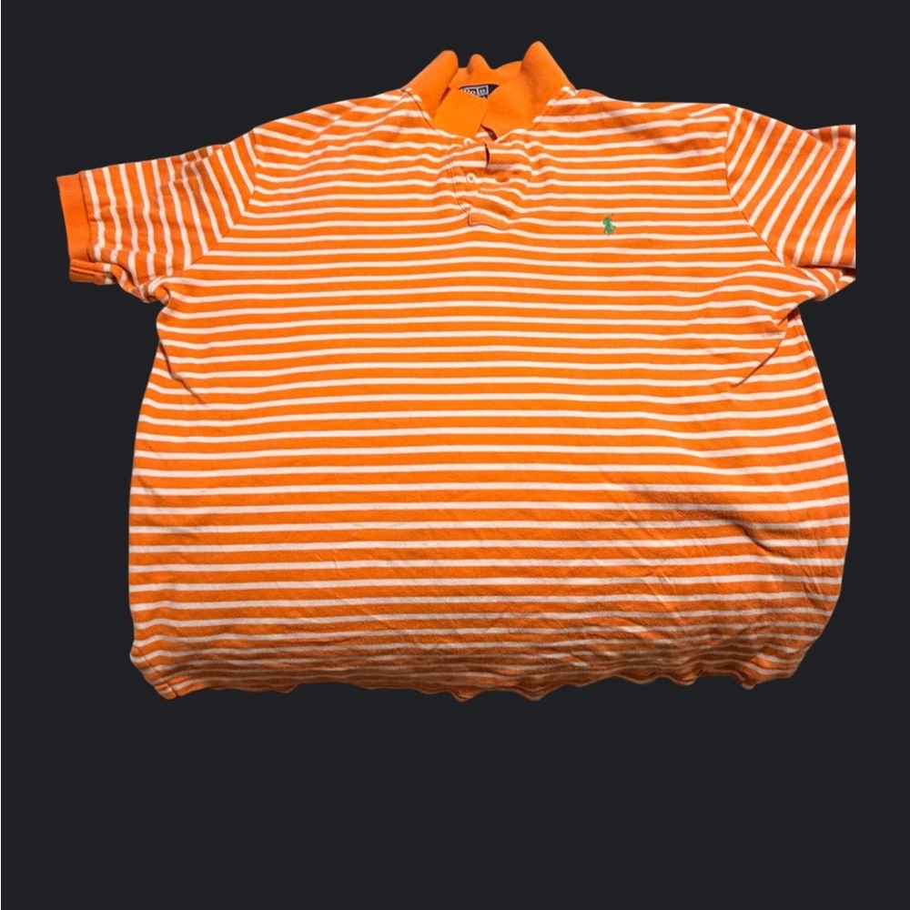 3 Polo by Ralph Lauren Orange & White Striped Short-Sleeve Polo